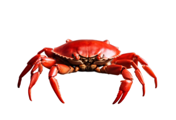 Angry red crab isolated on transparent background cutout
