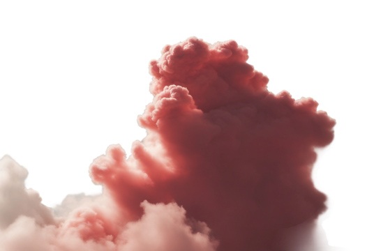 Red cloud isolated on transparent background cutout