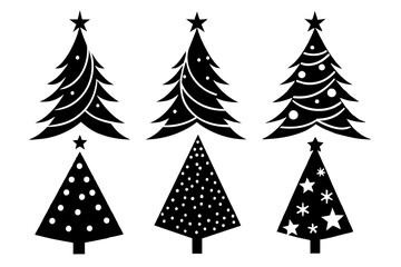 4-set Christmas tree vector illustration