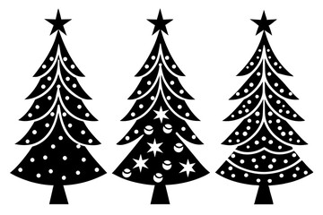 4-set Christmas tree vector illustration