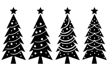 4-set Christmas tree vector illustration