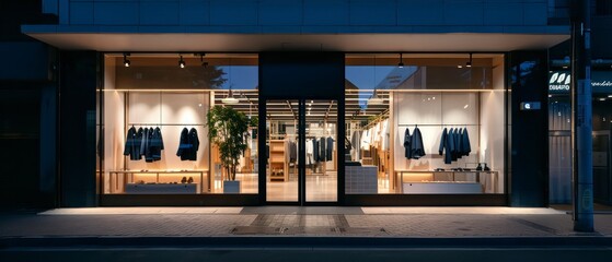 high fashion shop front facade captivates with sleek architecture and eye-catching displays