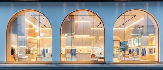 high fashion shop front facade captivates with sleek architecture and eye-catching displays