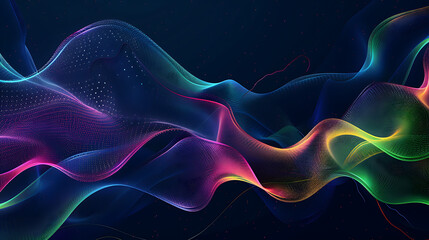 Obraz premium Neon Waves Abstract Dark Blue Background