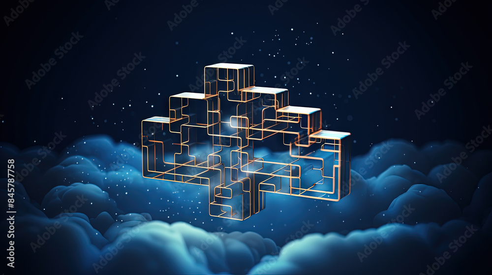 Aufkleber Data cloud structure concept with digital technology cloud sign for online backup and network compute power service.