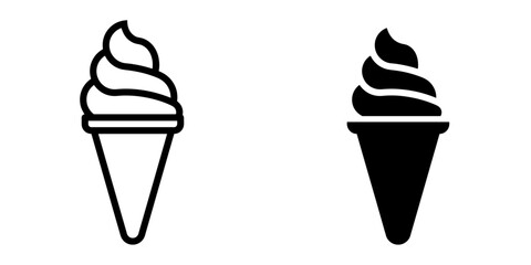 ofvs614 OutlineFilledVectorSign ofvs - soft ice cream cone vector icon . icecream sign . isolated transparent . black outline filled version . AI 10 / EPS 10 . g11957