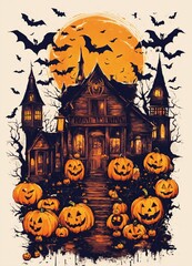 Fototapeta premium halloween background with pumpkins