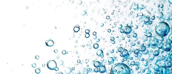 Water and air bubbles float gracefully over a pristine white background, creating a fresh, clean look
