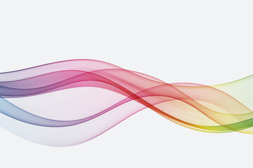 Flow of wavy lines in rainbow colors. Abstract transparent wave background.