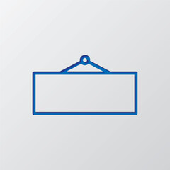 Information tag simple icon. Flat design. Paper cut design. Cutted blue symbol with shadow. Gray background