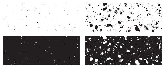 Set of Black and White Grunge Splatters and Stains - Vector Illustration