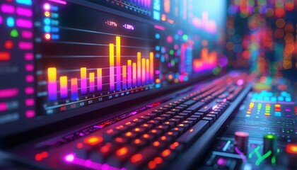 Colorful stock market trading dashboard