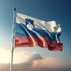 Proud Flutter of the Slovenia Flag Against the Sky