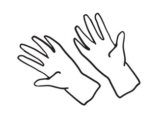 worker garden protection gloves, Rubber uniform, safety line illustration. outline drawing of repair, professional, hand, people, concept, support, maintenance, accessory for gardening. poster, banner