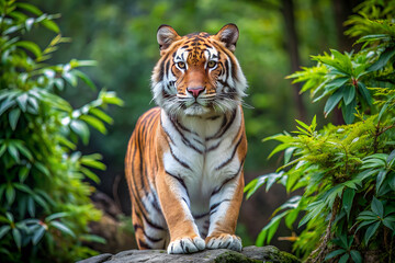 Obraz premium Ussuri tiger in the natural environment. An endangered species.