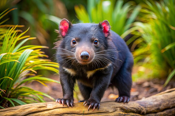 Tasmanian devil in the wild. An endangered species.