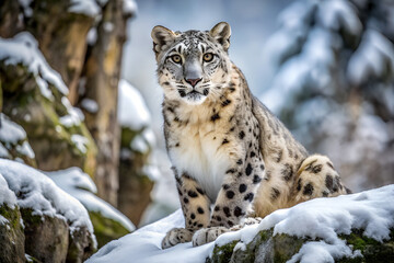 Obraz premium Ibis or snow leopard. An endangered species.