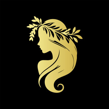 recommend clip art: Creative luxury beauty woman hair style black logo design silhouette with white background.