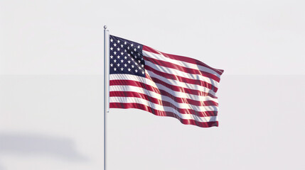 Obraz premium A UHD American flag captured mid-wave on a plain white background.