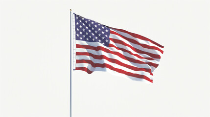 A UHD American flag captured mid-wave on a plain white background.