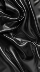 Obraz premium black silk fabric with many folds and bends, a feeling of fluidity and smoothness. Close-up