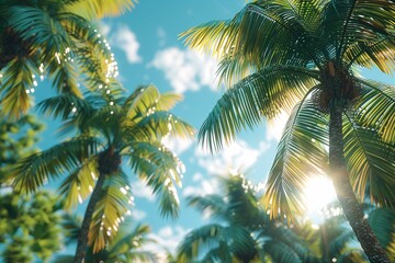 Obraz premium Summer day with serene palm trees. 