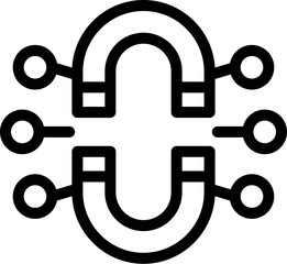 Obraz premium Double magnet attracting several round objects icon representing inbound marketing strategy