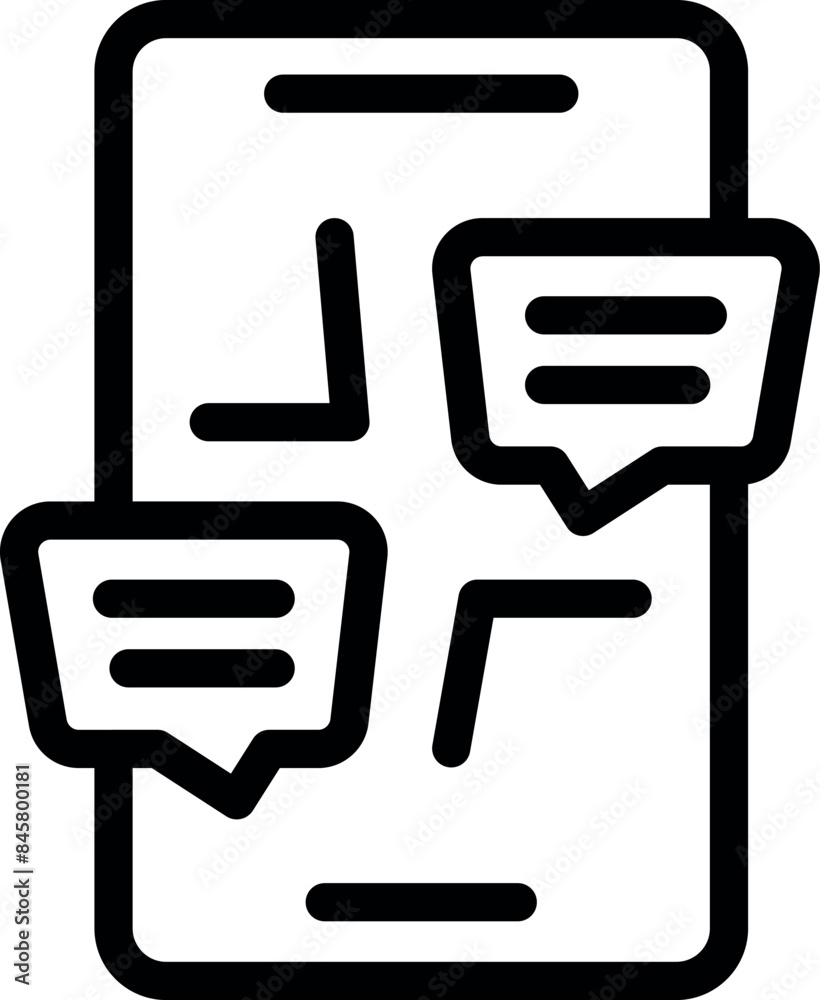 Poster simple, bold line icon of a smartphone displaying instant messages, ideal for web and app design pro