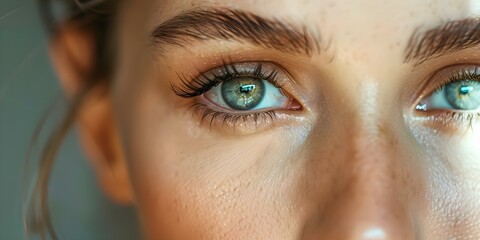 Emphasizing the natural beauty and health of a Caucasian woman's wrinkled eyelid in close-up. Concept Beauty of Aging, Wrinkled Eyelid, Natural Features, Close-up Portraits, Caucasian Woman