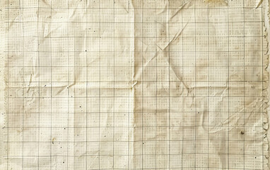 Creased Newsprint Paper With Grid Pattern and Ink Stains