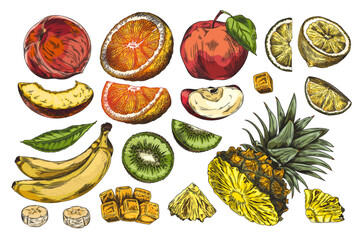 A varied collection of fruits, healthy eating and vegetarianism.