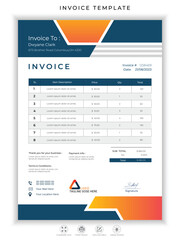 Professional invoice and letterhead design template vector illustration bill form price invoice.
