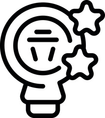 Light bulb having an idea receiving three stars award for its creativity and innovation