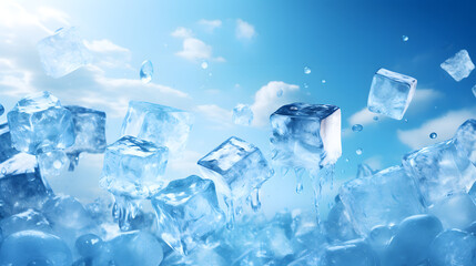 Obraz premium ice wallpaper blue background in blue, ice cold wallpaper background
