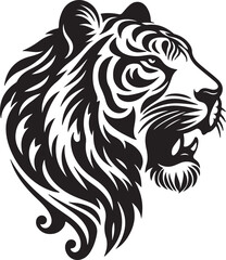 Fototapeta premium Tiger head silhouette image illustration