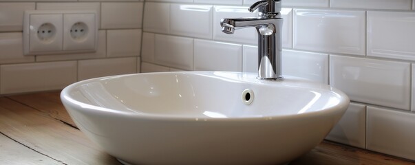 Beautiful White Sink With Chrome Faucet