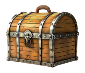 A closed treasure chest isolated on transparent background