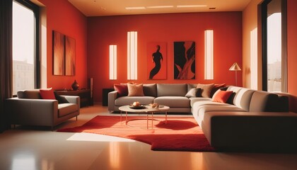 inimalist interior design style, futuristic home office, sleek furniture, state of the art technology