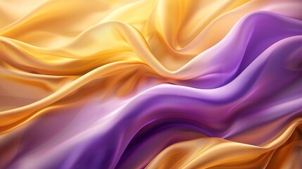 Obraz premium Abstract Background with 3D Wave Bright Gold and Purple Gradient Silk Fabric 