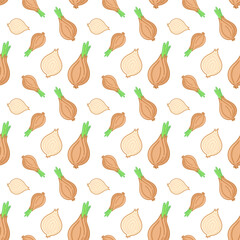 onion flat icons seamless pattern