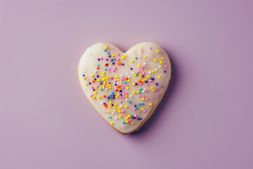 Heart-Shaped Cookie with Vibrant Sprinkles
