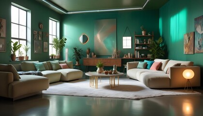 inimalist interior design style, futuristic home office, sleek furniture, state of the art technology