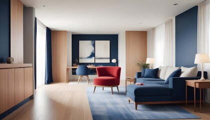 Fototapeta premium inimalist interior design style, futuristic home office, sleek furniture, state of the art technology