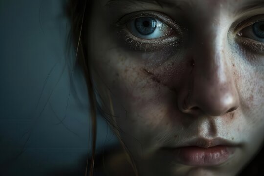 closeup portrait of a woman with a black eye depicting the somber reality of domestic violence powerful photo