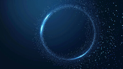 Obraz premium Glowing Particle Circle on Deep Blue Gradient