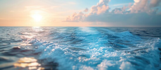 Obraz premium A scenic sea view from a yacht trip, featuring a blurred background and space for text