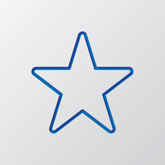 Obraz premium Star simple icon vector. Flat design. Paper cut design. Cutted blue symbol with shadow. Gray background