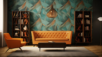 modern style interior design basic mellow shapes and colors wallpaper background, interior design