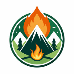 camp fire logo vector artwork illustration