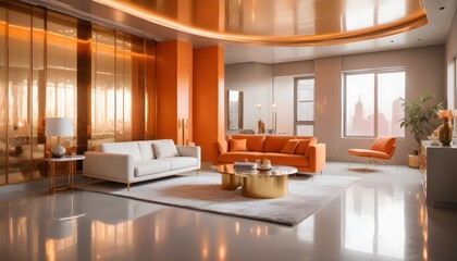 Fototapeta premium inimalist interior design style, futuristic home office, sleek furniture, state of the art technology